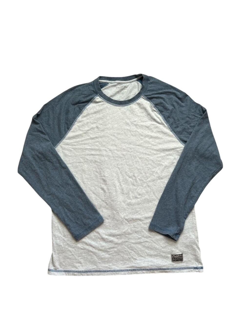 Flag & Anthem Baseball Tee Long Sleeve Blue Size L Casual Basic Retro